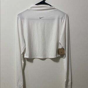 Nike White Long Sleeve Cropped Polo Shirt